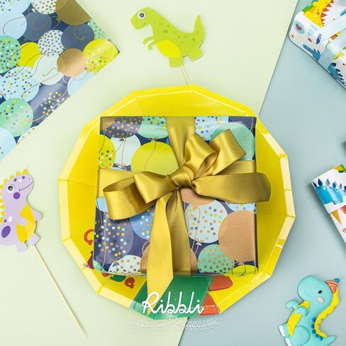 Ribbli Ocean Birthday Wrapping Paper 3 Rolls Gift Wrapping Paper for Kids Baby Shower with Manta Ray Turtles Jellyfish- Mini Roll 17 inch x 120 inch(10feet) Per Roll in Saudi Arabia