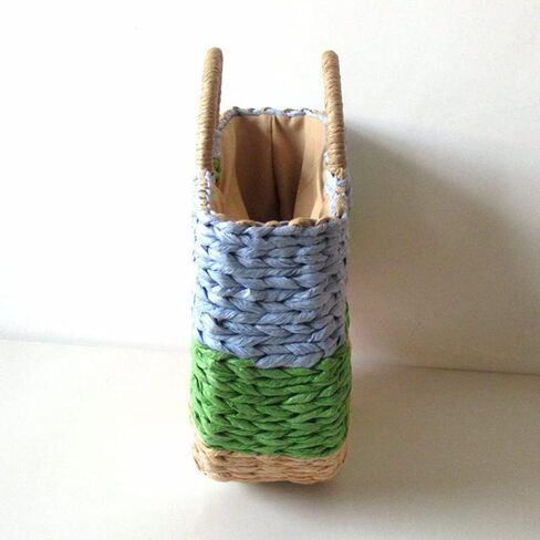 Simple Retro Semi-circle Rattan Straw Bag Hand-Woven Round Women Straw Paper Handbag Summer Beach Bag Tote Straw Bag Purse (Colorful) in Saudi Arabia