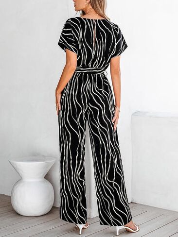 CUPSHE Women's Dressy Short Sleeves Belted Waist Wide Leg Summer Jumpsuit Vacation Trendy Outfits in Saudi Arabia