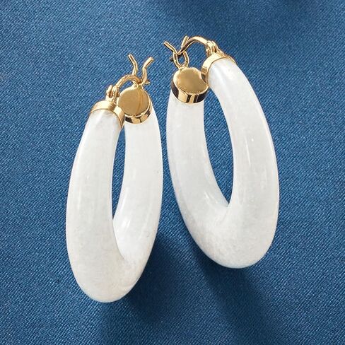 Ross-Simons Round Gemstone Hoop Earrings in 14kt Gold 1 1/8 inches in Kuwait