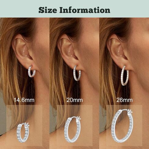 14K مطلي بالذهب/925 Sterling Silver Silver Sparkle Zirconia inclings for Women تناسب آذان حساسة 14 مم/20 مم/26 مم huggie/متوسطة/كبيرة (مع صندوق هدايا) in Kuwait