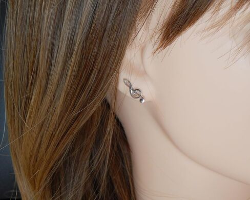 925 Sterling Silver G clef music note arics arrings hypoallergenic ، lead & nickel free safe 7418 in Saudi Arabia