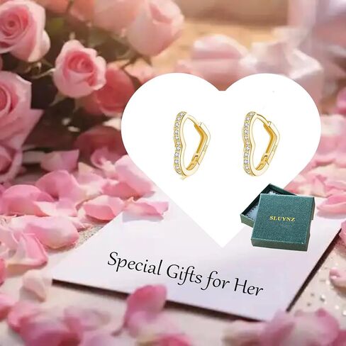 Sluynz 925 Sterling Silver Cz Love Hoop أقراط للنساء المراهقات يحبون أقراط Heart Hoop لعيد الأم in Saudi Arabia