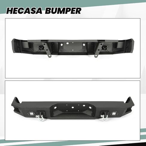 HECASA Rear Bumper Compatible with 2009-2014 Ford F150 Bumper Assembly W/D-Rings LED Lights W/O Sensor Holes Powder Coated Black Steel in Kuwait