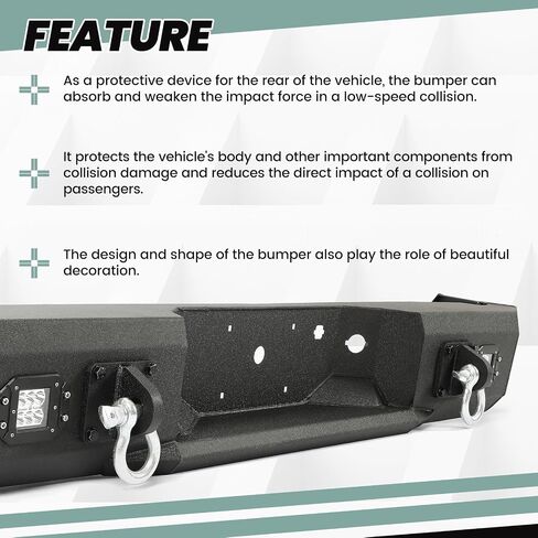 HECASA Rear Bumper Compatible with 2009-2014 Ford F150 Bumper Assembly W/D-Rings LED Lights W/O Sensor Holes Powder Coated Black Steel in Kuwait