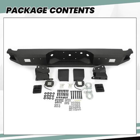 HECASA Rear Bumper Compatible with 2009-2014 Ford F150 Bumper Assembly W/D-Rings LED Lights W/O Sensor Holes Powder Coated Black Steel in Kuwait