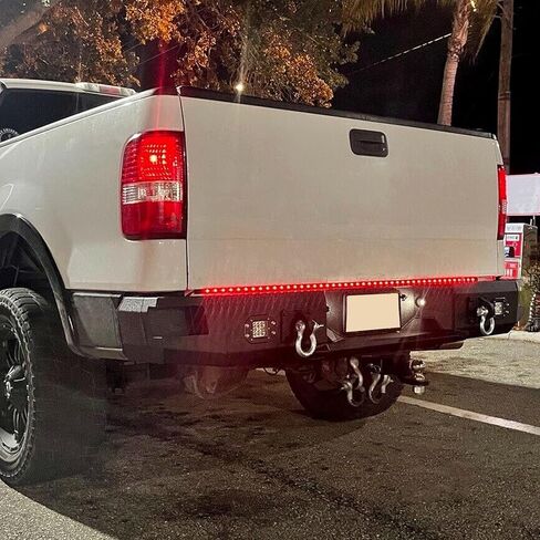 HECASA Rear Bumper Compatible with 2009-2014 Ford F150 Bumper Assembly W/D-Rings LED Lights W/O Sensor Holes Powder Coated Black Steel in Kuwait