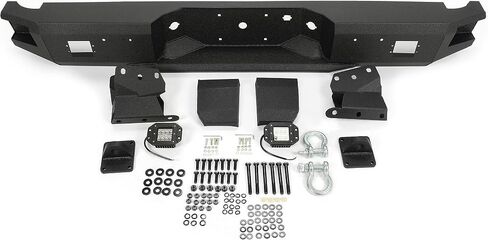 HECASA Rear Bumper Compatible with 2009-2014 Ford F150 Bumper Assembly W/D-Rings LED Lights W/O Sensor Holes Powder Coated Black Steel in Kuwait