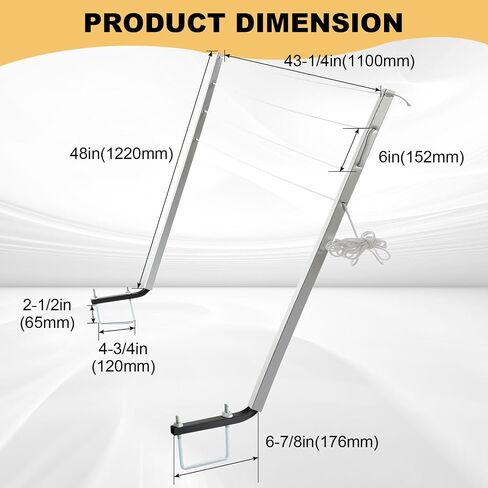 HECASA 48" Clothesline 4" Square RV Bumpers Mounted Fit RV Camper Travel Trailer Powder Coated Aluminum Clothes Line in Saudi Arabia