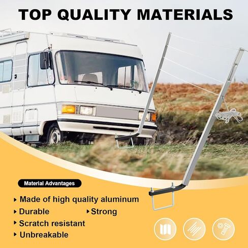 HECASA 48" Clothesline 4" Square RV Bumpers Mounted Fit RV Camper Travel Trailer Powder Coated Aluminum Clothes Line in Saudi Arabia