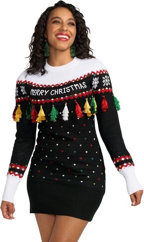 Tipsy Elves Women's Christmas Golden Snowflake Sweater Dress Size 1X in Kuwait