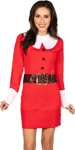 فستان سترة نسائي من Tipsy Elves لعيد الميلاد باللون الذهبي على شكل ندفة الثلج، مقاس 1X in Kuwait