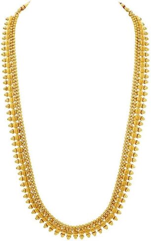 Aheli Traditional Long Gold Plated Maharashtrian & South Indian Style Necklace Earrings Jewellery Set Gift for Women in Saudi Arabia