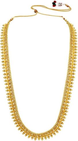 Aheli Traditional Long Gold Plated Maharashtrian & South Indian Style Necklace Earrings Jewellery Set Gift for Women in Saudi Arabia
