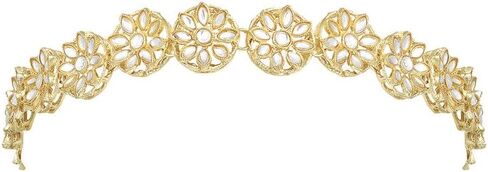 Aheli Gold Plated Kundan مرصعة Maatha Patti Sheeshphool Hair Associory Giftly Hignic Jewelery Gift for Women in Saudi Arabia