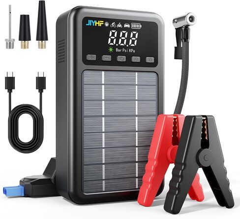 JIYHF 3000A Jump Starter with Air Compressor 150PSI Tire Inflator-12V Battery 8.0L Gasoline and 6.0L Diesel Engines, Portable Car Battery Jump Starter with Solar Panel and PD 45W Fast Charge in Saudi Arabia