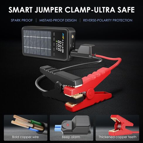 JIYHF 3000A Jump Starter with Air Compressor 150PSI Tire Inflator-12V Battery 8.0L Gasoline and 6.0L Diesel Engines, Portable Car Battery Jump Starter with Solar Panel and PD 45W Fast Charge in Saudi Arabia