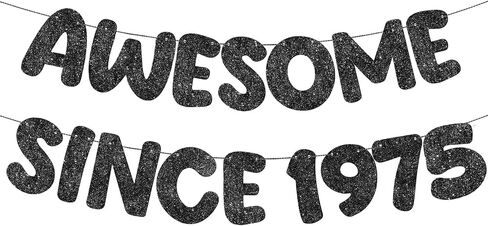 لافتة Fulmoon Pre Strung Awesome منذ عام 1974، لافتة لامعة لعيد الميلاد الخمسين السعيد، لافتة لامعة مضحكة، زينة عيد ميلاد سعيد 50 للرجال والنساء وحفلات الذكرى السنوية (أسود) in Saudi Arabia