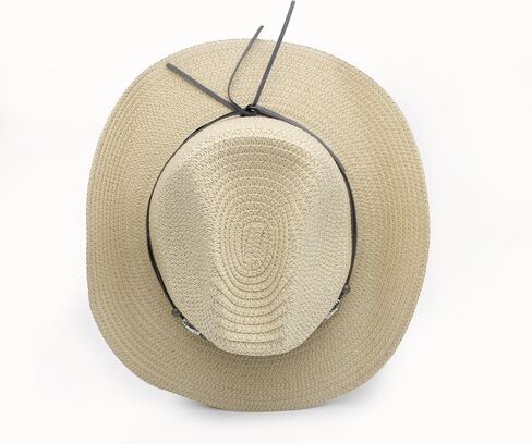 Western Straw Cowboy Hat for Women Men Knight Hat Wide Brim Summer Beach Sun Hats Leather Hatband Wind Lanyard in Saudi Arabia
