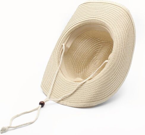 Western Straw Cowboy Hat for Women Men Knight Hat Wide Brim Summer Beach Sun Hats Leather Hatband Wind Lanyard in Saudi Arabia
