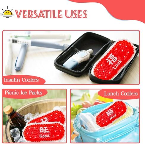 6 Pcs Reusable Lunch Ice Packs - Kids Hot Cold Ice Packs,Long Lasting, Lightweight, Soft Gel Packs for Cooler, Lunch Box, Camping, Beach Bags, Picnics, Injuries in Kuwait