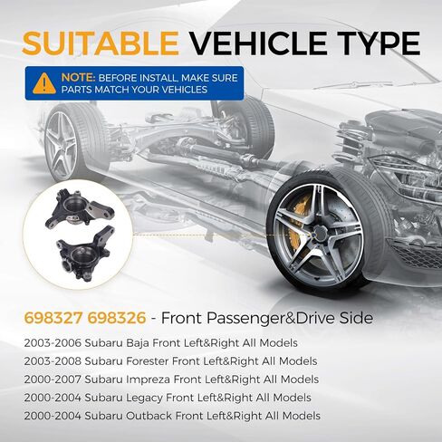 PAROD Steering Knuckle Assembly Fit for Subaru Baja 2003-2006, Forester 2003-2008, Impreza 2000-2007, Legacy/Outback 2000-2004 Front Left&Right Replace#698327 698326 in Saudi Arabia