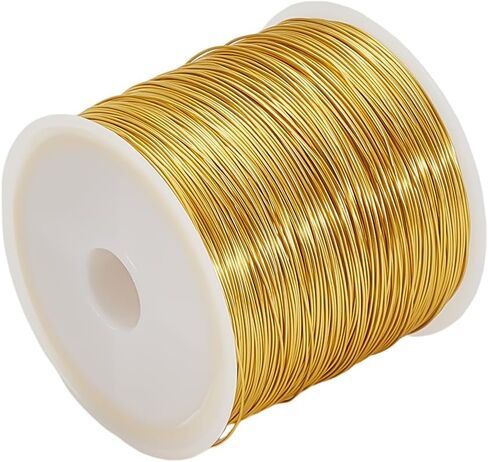 Mayjoydiy 328 قدمًا حقيقية 18 كيلو سلك مطلي بالذهب 0.3 مم 28 سلك المجوهرات الحرف الذهبي مشوهات النحاس مقاومة in Kuwait