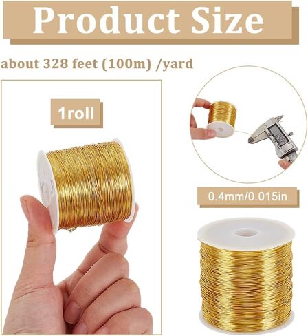 Mayjoydiy 328 قدمًا حقيقية 18 كيلو سلك مطلي بالذهب 0.3 مم 28 سلك المجوهرات الحرف الذهبي مشوهات النحاس مقاومة in Kuwait