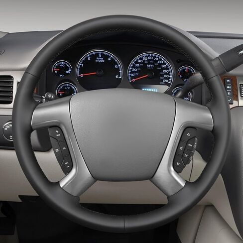 MEWANT Hand Stitch Black Faux Leather Steering Wheel Cover Wrap for Chevy Captiva Daewoo Winstorm Silverado 2007 in Saudi Arabia