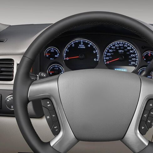 MEWANT Hand Stitch Black Faux Leather Steering Wheel Cover Wrap for Chevy Captiva Daewoo Winstorm Silverado 2007 in Saudi Arabia