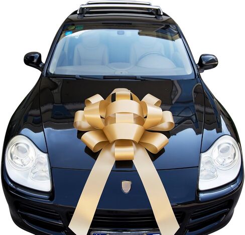 30" Giant Car Bow - Red | Big Gift Wrapping Bow with Non Scratch Magnet Base for Large Gift Decoration, Weather Resistant and Waterproof Vinyl Magnetic Big Car Bow (1 Pack) in Saudi Arabia