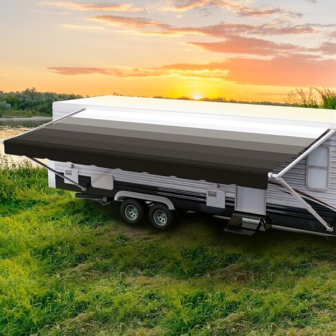 Shadepro - استبدال النسيج RV المظلة - فينيل مقاوم للعوامل الجوية - مظلة Universal Outdoor للعربة ، المقطورة ، ومظلات المنزل - الجرانيت - 16 "(النسيج 15 '2") in Saudi Arabia