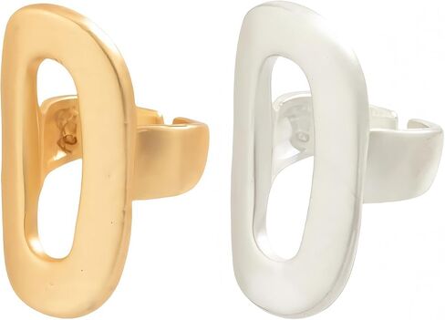 Chunky Gold Rings For Women, Silver Letter O Shaped Open Exaggerated Big Hollow Oval Finger Ring Trendy Plated Adjustable Birthday Jewelry Gift in Kuwait