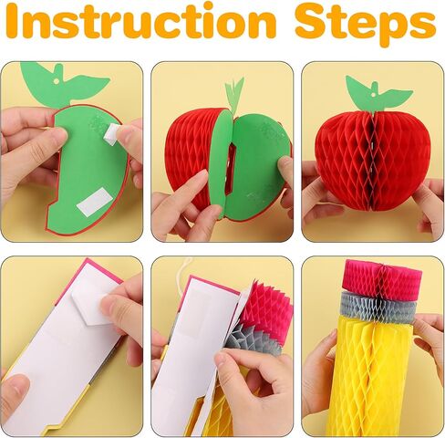 FOIMAS 12pcs Back to School Hanging Honeycomb Decoration Apple-Shaped Pencil Hanging Decoration for Back to School Teacher Apperation First Day of School Classroom Party Decor in Saudi Arabia