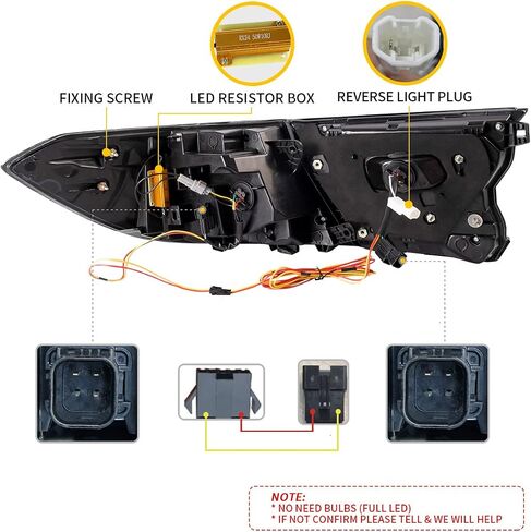 Vland LED LED مصابيح ذيل مدخنة متوافقة مع Honda Accord 2018 2019 2020 2021 2022 10th Gen Gen Lamps with Drl Drl Drl Drl ، Sequential Trans Signal 3D ، YAB-HD-0307 ، زوج in Kuwait