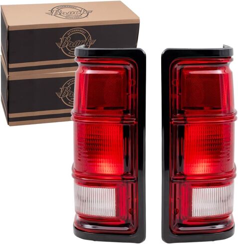 Brock Replacement Set Driver and Passenger Taillights with Black Bezels Compatible with 1981-1993 Pickup Truck 55076439 55076438 in Saudi Arabia