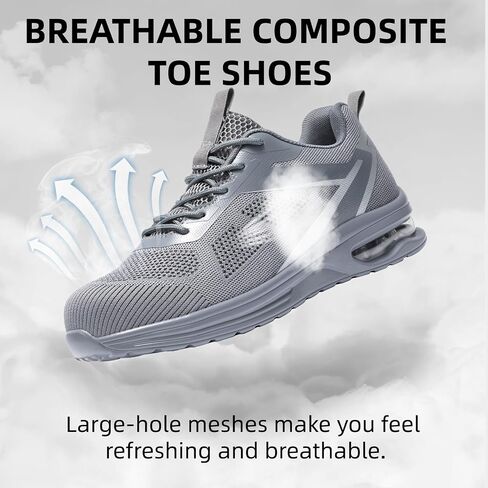Furuian Composite Toe Shoes for Men Lightweight Composite Work Shoes Safety Shoes Not Steel Toe Sneakers Breathable Composite Toe Sneakers for Men Indestructible Safety Shoes for Men Black in Saudi Arabia