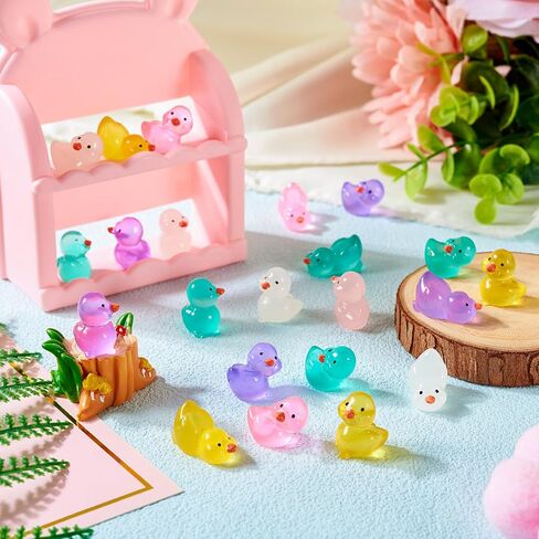 PANDAHALL 50PCS ميني ميني البط السائبة في الوهج في الراتنجات المظلمة البط الأصفر الأصفر المصغرة in Kuwait