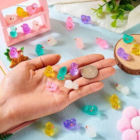 PANDAHALL 50PCS ميني ميني البط السائبة في الوهج في الراتنجات المظلمة البط الأصفر الأصفر المصغرة in Kuwait
