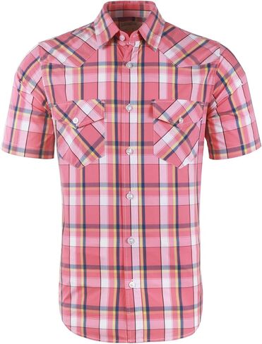 NUTEXROL Mens Short Sleeve Plaid Button Down Shirt Western Casual Shirts with Two Pockets in Saudi Arabia