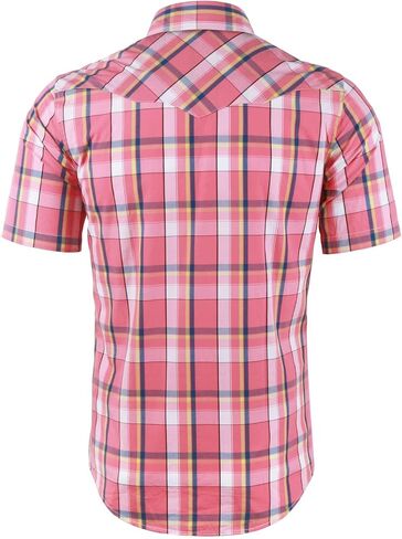 NUTEXROL Mens Short Sleeve Plaid Button Down Shirt Western Casual Shirts with Two Pockets in Saudi Arabia