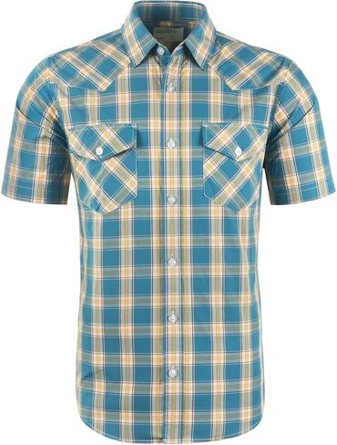 NUTEXROL Mens Short Sleeve Plaid Button Down Shirt Western Casual Shirts with Two Pockets in Saudi Arabia