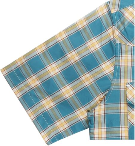 NUTEXROL Mens Short Sleeve Plaid Button Down Shirt Western Casual Shirts with Two Pockets in Saudi Arabia