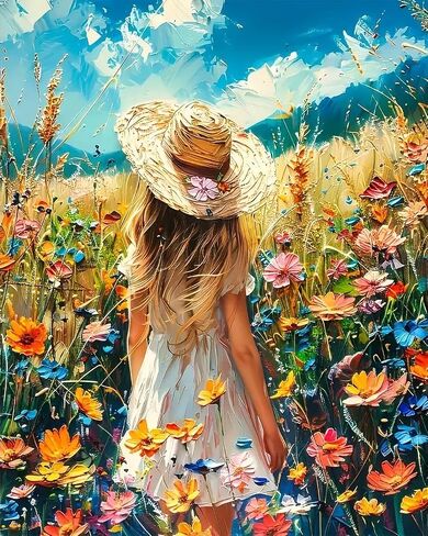 MBNTJHT Flowers Paint by Numbers Kit for Adults Beginners,Floral in Tin Cans Paint by Number Kits for Adults,Unframed Watercolor Painting Art Crafts for Home Wall Decor 16X20 Inch. in Kuwait