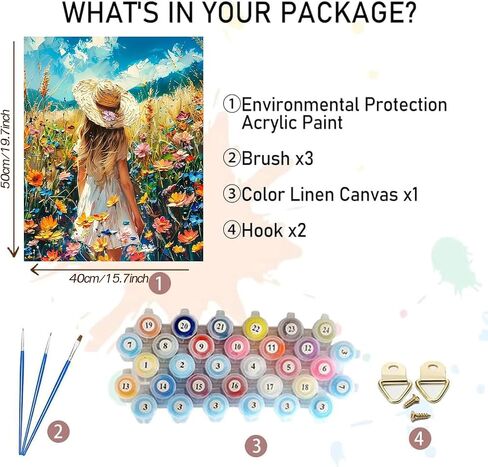 MBNTJHT Flowers Paint by Numbers Kit for Adults Beginners,Floral in Tin Cans Paint by Number Kits for Adults,Unframed Watercolor Painting Art Crafts for Home Wall Decor 16X20 Inch. in Kuwait