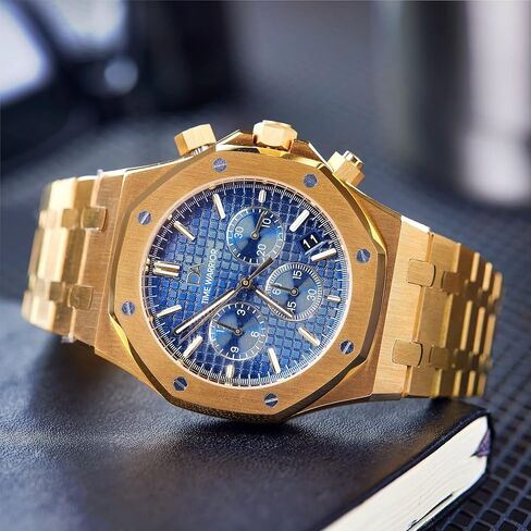 Men's Watches DA Royalty Gold Luxury Watch Chronograph 316 Stainless Steel, Blue Dial, Japanese Movement AP Style in Saudi Arabia