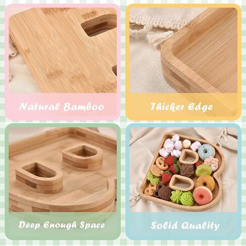 Wooden Baby Charcuterie Board Letters Serving Tray Decorative Platter 4 Pcs Bamboo Candy Tray for Baby Shower Alphabet Gender Reveal Decorations with Deeper Edge in Saudi Arabia