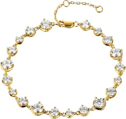 18K White Gold Plated Silver Bracelet With 5.50 Carat Total Weight Moissanite (D Color, Round Brilliant Shape, VVS Clarity) Bracelet For Women, Gift For Her Jewelry For Women Comes With Gift Box in Saudi Arabia