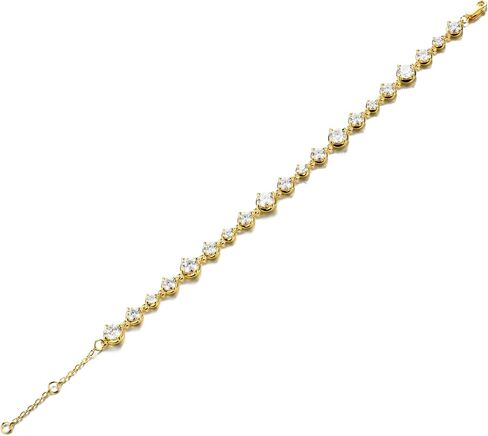 18K White Gold Plated Silver Bracelet With 5.50 Carat Total Weight Moissanite (D Color, Round Brilliant Shape, VVS Clarity) Bracelet For Women, Gift For Her Jewelry For Women Comes With Gift Box in Saudi Arabia