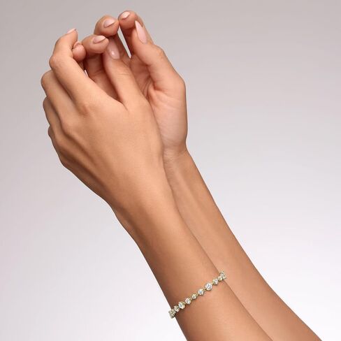 18K White Gold Plated Silver Bracelet With 5.50 Carat Total Weight Moissanite (D Color, Round Brilliant Shape, VVS Clarity) Bracelet For Women, Gift For Her Jewelry For Women Comes With Gift Box in Saudi Arabia